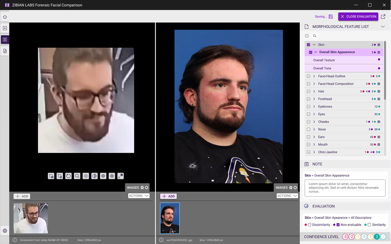 Preview of the Zibian Labs Forensic Facial Comparison Software